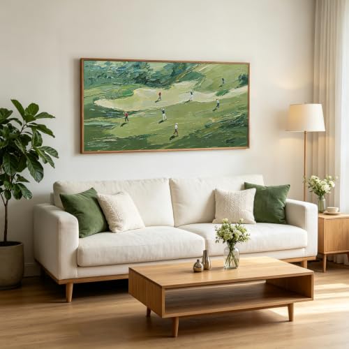 3D Textured Green Golf Course Framed Canvas Wall Art 40x20 Inch