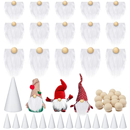 60 Pcs Gnome Beard Nose Crafts Kit with Cones