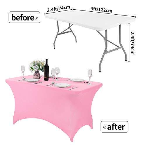 Spandex Table Cover for 4FT or 6ft or 8ft Table Universal Fitted Stretch Tablecloth for Party