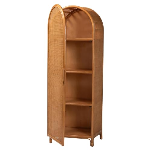 Paloma Arched Rattan Accent Cabinet with Shelves