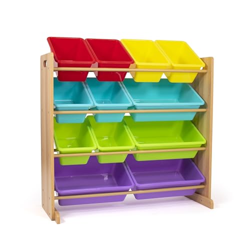 Kids Toy Storage Organizer with 12 Plastic Bins (12 Count)