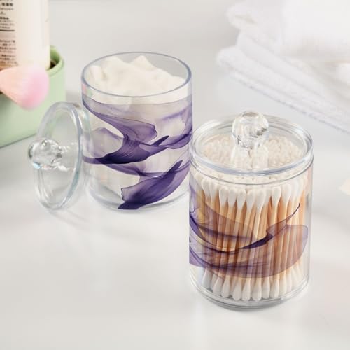 2 Pack Qtip Holder Organizer Dispenser Purple Calla Lily Flower Bathroom Storage Canister Cotton Ball Holder Container for Cotton Pads (2 Count)
