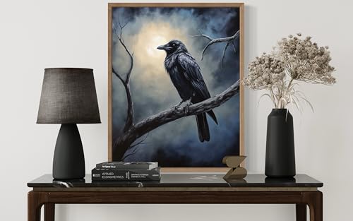 Crow under the Moonlight Poster Art Print
