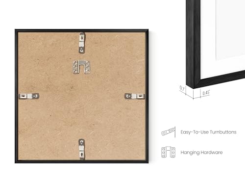 8x8 Black Metal Picture Frames Matted to 4x4 (4 Count)