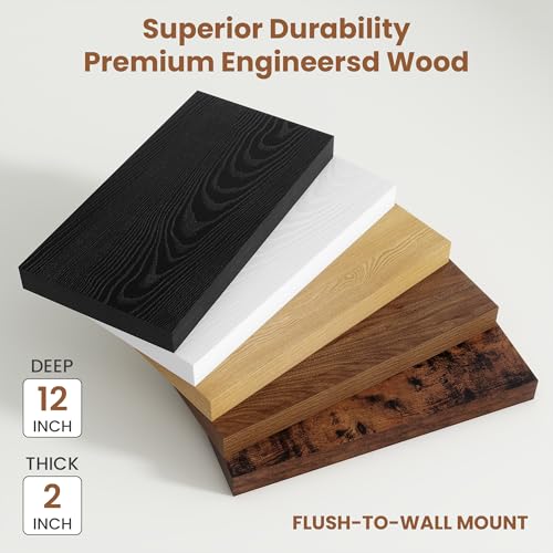 12 in Deep Floating Shelves 60x12” Set of 1