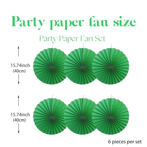 Green Party Decorations Green Hanging Paper Round Fans Bulk 16inch DIY (30 Count)