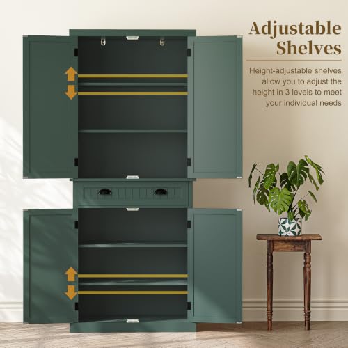 72" Tall Freestanding Pantry & Kitchen Storage Cabinet