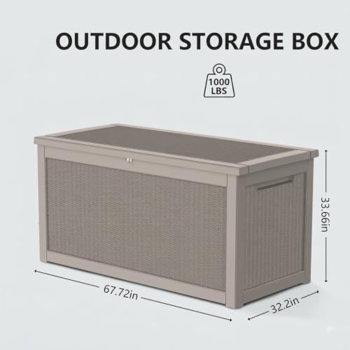 325 Gallon Outdoor Storage Box Waterproof Lockable Resin Deck Box Large