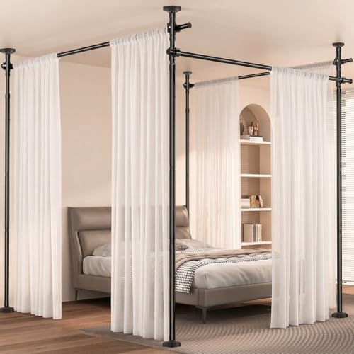 Room Divider Curtain Rod for Wide Space Room Separation