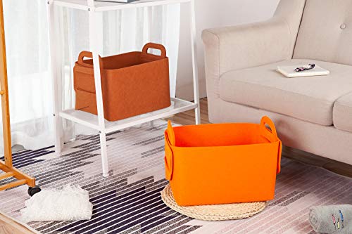 Storage Basket Felt Storage Bin Collapsible& Convenient Box Organizer with Carry Handles for Office Bedroom Closet Babies Nursery Toys Laundry