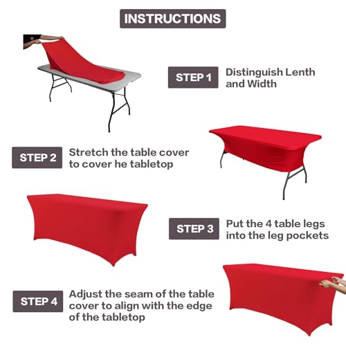 2 Pack 4FT Table Cloth for Rectangular Spandex Red Table Cover (2 Count)