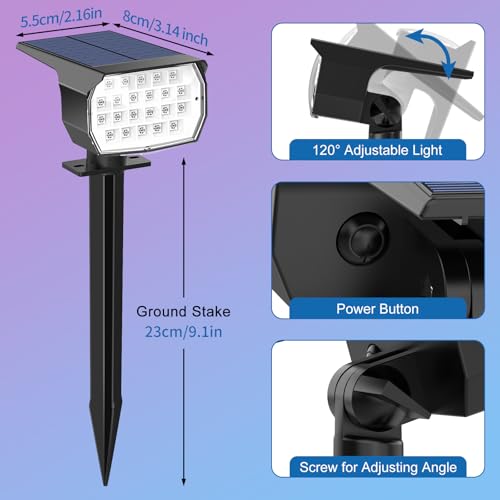 Solar Color Changing Spot Lights Outdoor Waterproof Colored RGB Solar Powered Landscape Lights for Yard 7 Lighting Modes Multicolor Solar Spotlights for Pathway Garden Outside (6 Count)