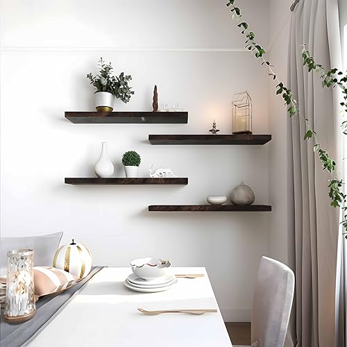 Wood Floating Shelves for Wall Decor (4 Count)