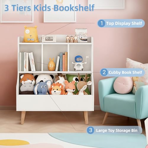 Kids Bookshelf and Toy Storage Organizer