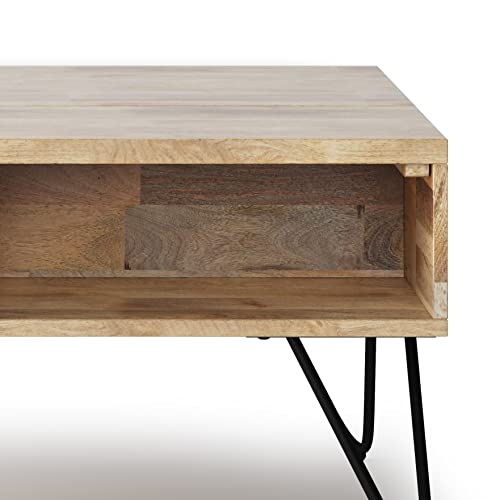 Hunter 36" Wide Solid Mango Wood Coffee Table in Natural