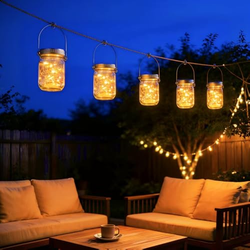 12 Pack Gifts for Him Her Solar Lanterns Outdoor Waterproof Upgraded Crystal Glass Solar Mason Jar Lights 30 LED 215% Larger SolarPanel（Just a Little More (12 Count)