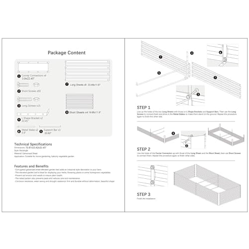 6x2x2FT Green Metal Raised Garden Bed Kit