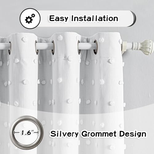 Blackout Curtains for Kids Bedroom 100% Light Block Out Thermal Insulated Curtain 72 Inches Grommet Room Darkening Curtains Privacy Window Drapes with White Pom Pom Sheers?2 PCS (50 Count)