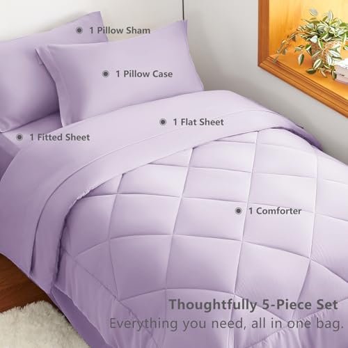 Twin XL Comforter Set 68"x88" Light Purple