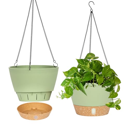 2 Pack 10 Inch Hanging Planters for Indoor Outdoor Plants (2 Count)