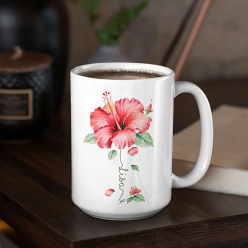 Personalized Hibiscus Blossom Design Mug