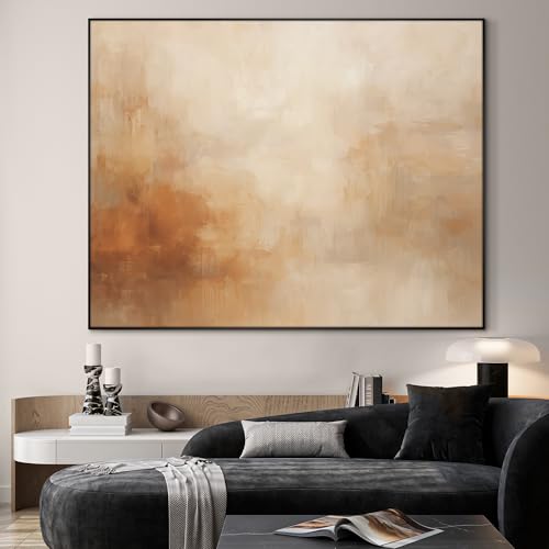 60"x72" Extra Large Framed Wall Art Beige Abstract Minimalist Neutral Illustration for Home Living Room Bedroom Decor