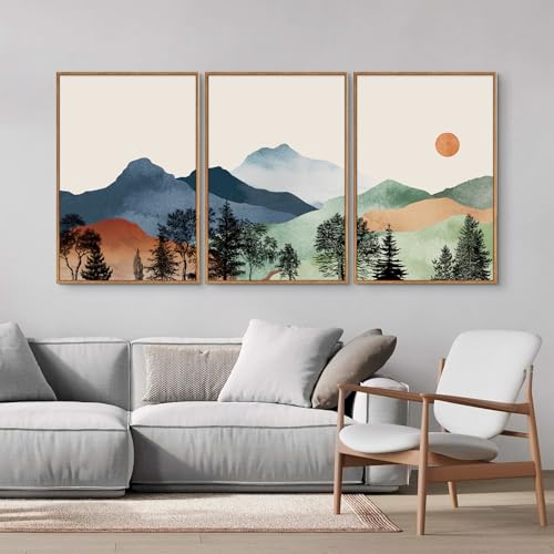 Boho Mountain Framed Canvas Wall Art Set of 3 (3 Count)