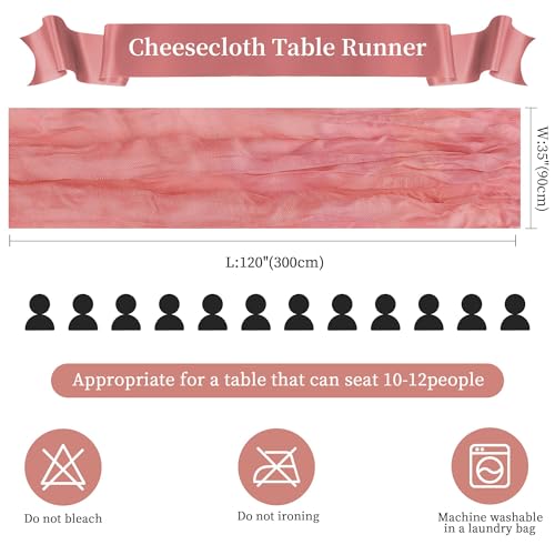 12 Pack Rose Cheesecloth Table Runner 35×120Inch Fall Boho Gauze Home Decor (5.28 Ounce)
