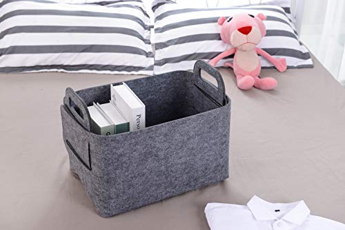 Storage Basket Felt Storage Bin Collapsible& Convenient Box Organizer with Carry Handles for Office Bedroom Closet Babies Nursery Toys Laundry