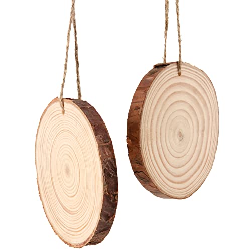 50PCS 3.5 4 Inches Natural Wood Slices with Pre (50 Count)
