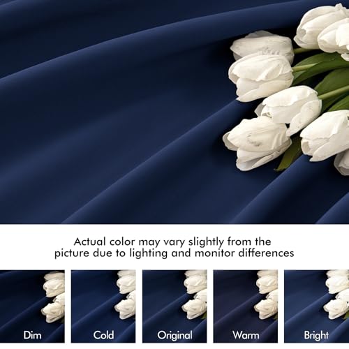 Navy Blue Back Tab Blackout Curtains 52x96 Inch Long 2 Panels Set (2 Count)