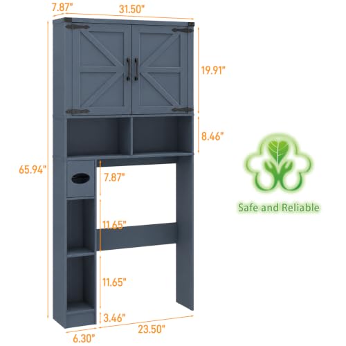 Over The Toilet Storage Cabinet with 2 Barn Doors