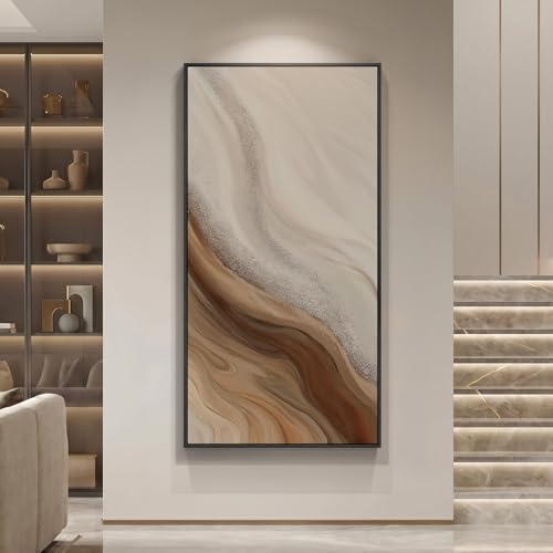Large Framed Neutral Earth Tone Abstract Wall Art