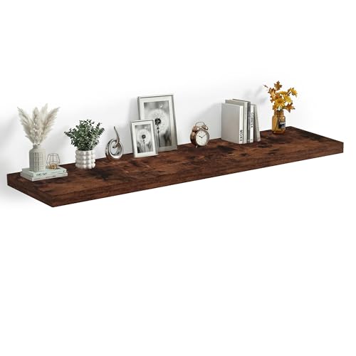 55 x 12 Deep Floating Shelves Wall Mounted Set of 1 Rustic Brown