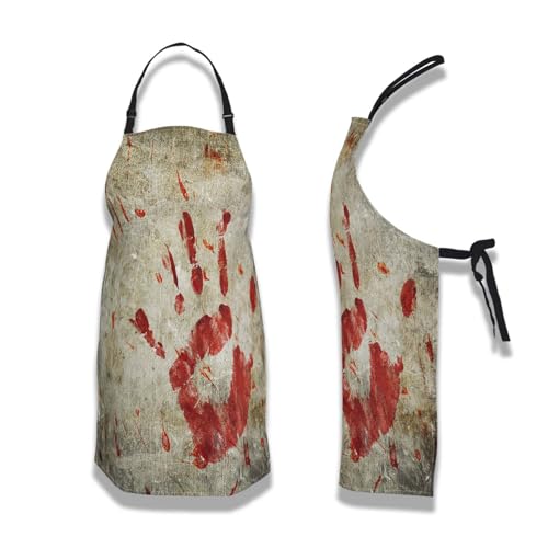 Baking Apron for Women Bloody Handprint Grungy Wall Kitchen Aprons for Men for Kitchen Cooking Restaurant BBQ Painting Crafting 27”
