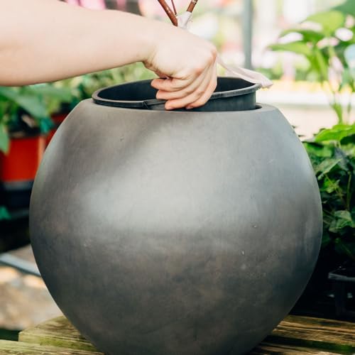 Ash & Ember 24" Round Sphere Charcoal Planter