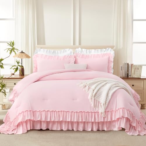 Pink Ruffle Full Size Comforter Set