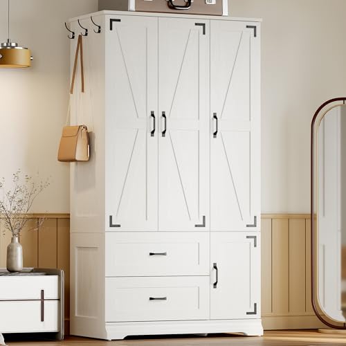 Armoire Wardrobe Closet 71" with 4 Doors & 2 Drawers