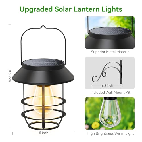 2 Pack Solar Lanterns Outdoor Waterproof (2 Count)