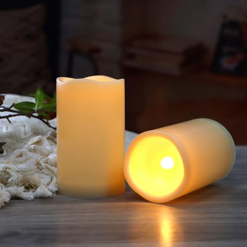 Outdoor Battery Operated Flameless LED Pillar Candles w