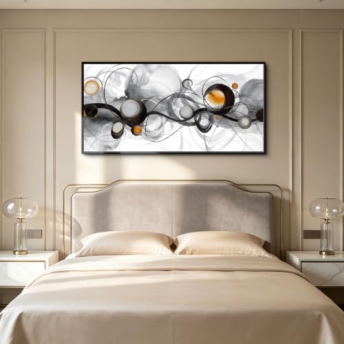 Abstract Wall Art for Living Room Black White Orange Picture 58x29 Inches