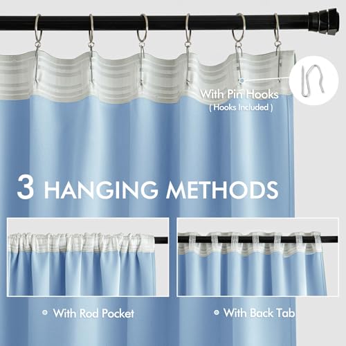 Sky Blue Back Tab Blackout Curtains 52x84 Inch Length 2 Panels Set (2 Count)