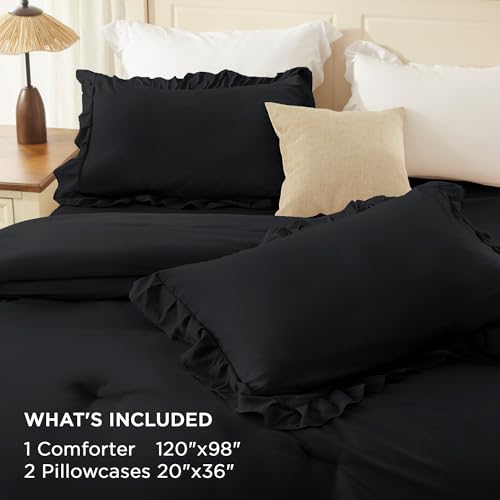 Black Ruffle Oversized King Comforter Set