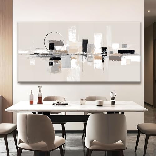 Large Abstract Black and White Wall Art For Living Room Prints 29" × 58"