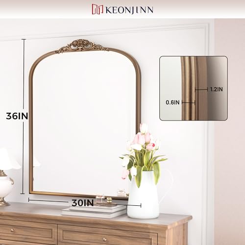 30x36 Gold Vintage Arched Mirror for Wall