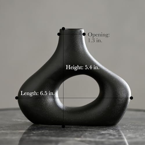 Black Ceramic Modern Vase Set of 2 (2 Count)
