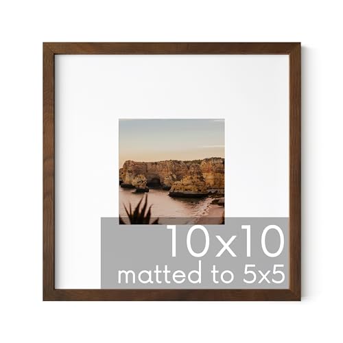 Walnut Oak Wood 10x10 Picture Frame Matted to 5x5 (3 Count)