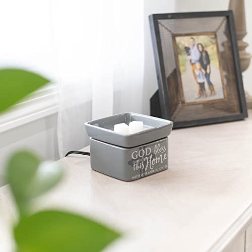God Bless This Home Love Grey Stoneware Electric 2
