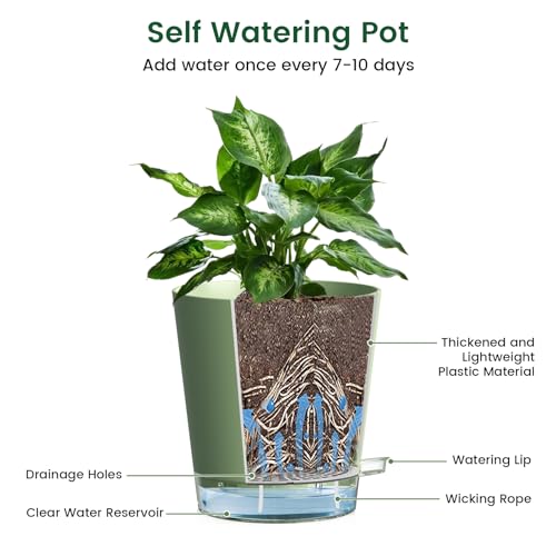 4 inch Self Watering Pots for Indoor Plants (5 Count)