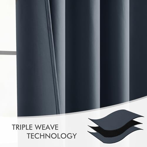 Stone Blue Back Tab Blackout Curtains 52x84 Inch Length 2 Panels Set (2 Count)